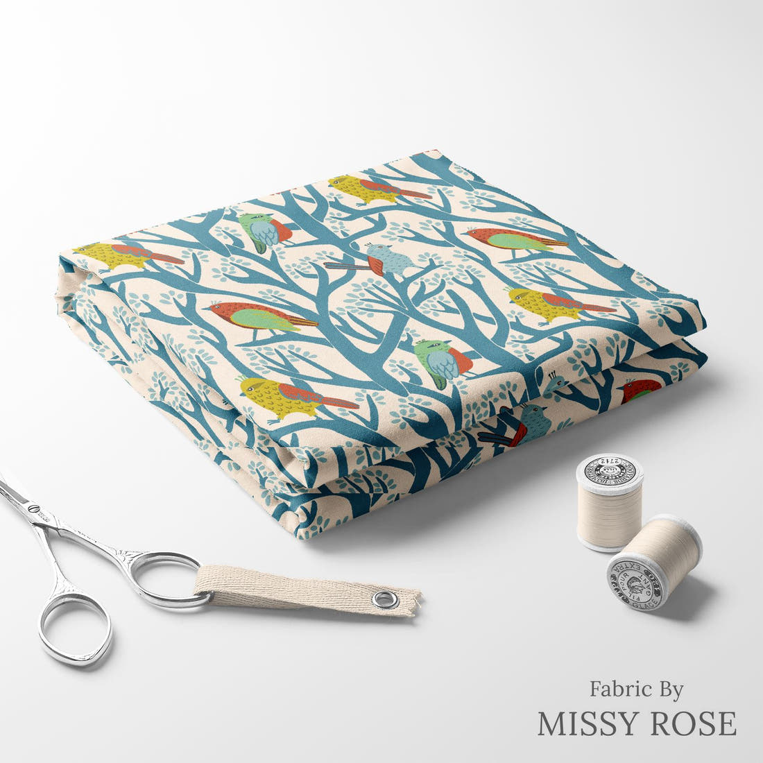 Rosie Browett 07 folded fabric stack with matching thread - pre-order fabric Australia | Fabric by Missy Rose