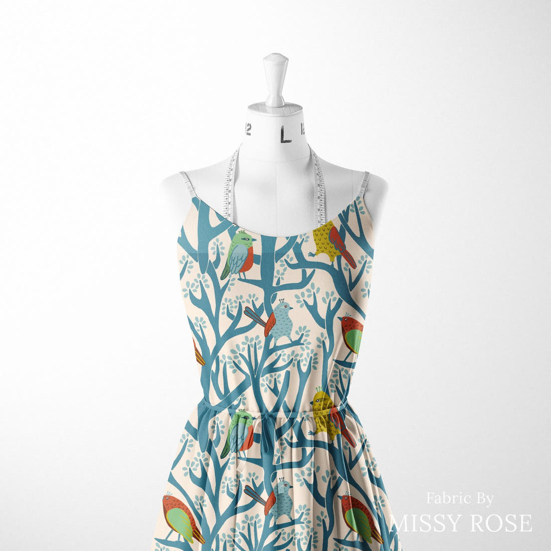 Rosie Browett 07 sewn into a womens dress form - see how the print looks made up | Fabric by Missy Rose