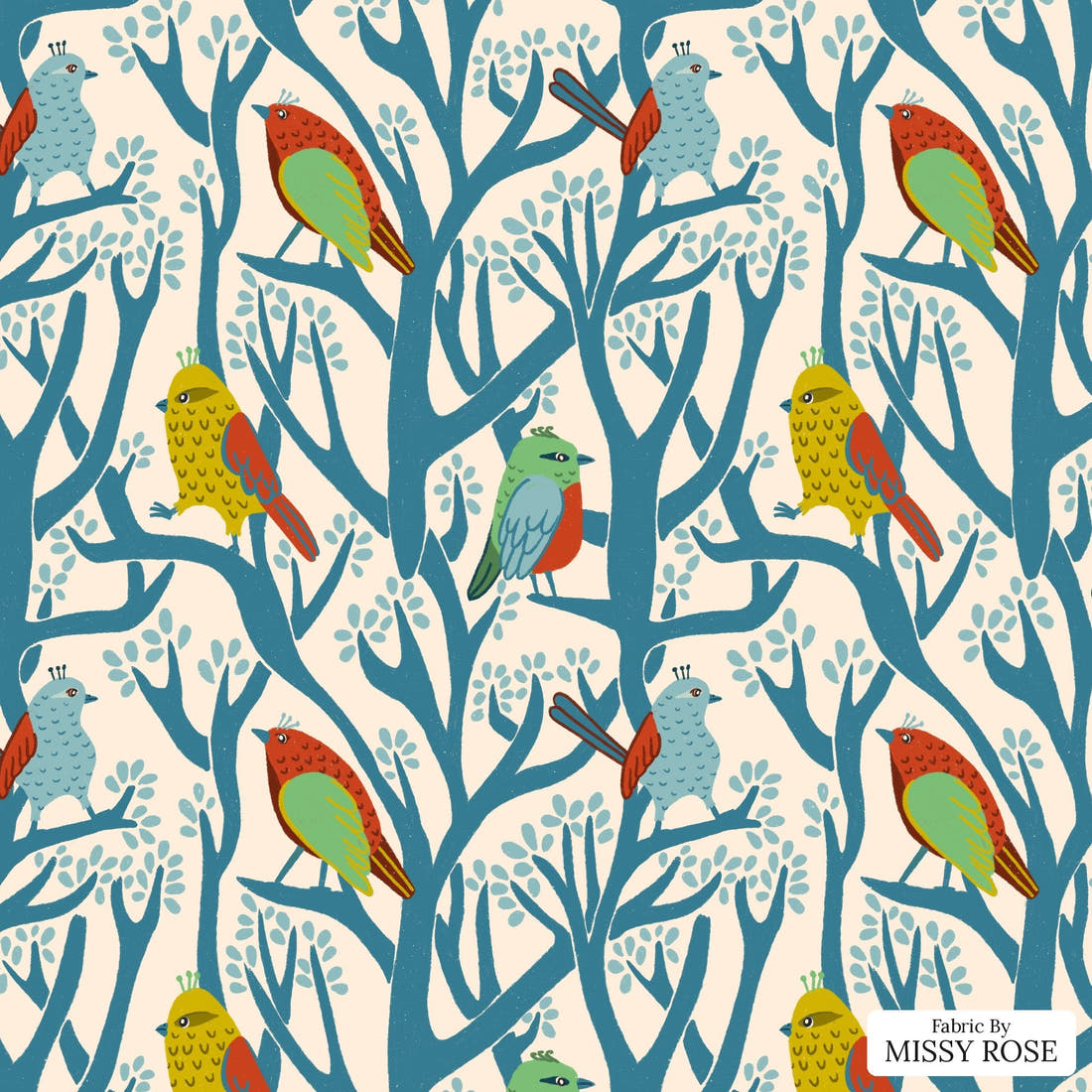Rosie Browett 07 - flat view of the print, zoom in for detail | Fabric by Missy Rose