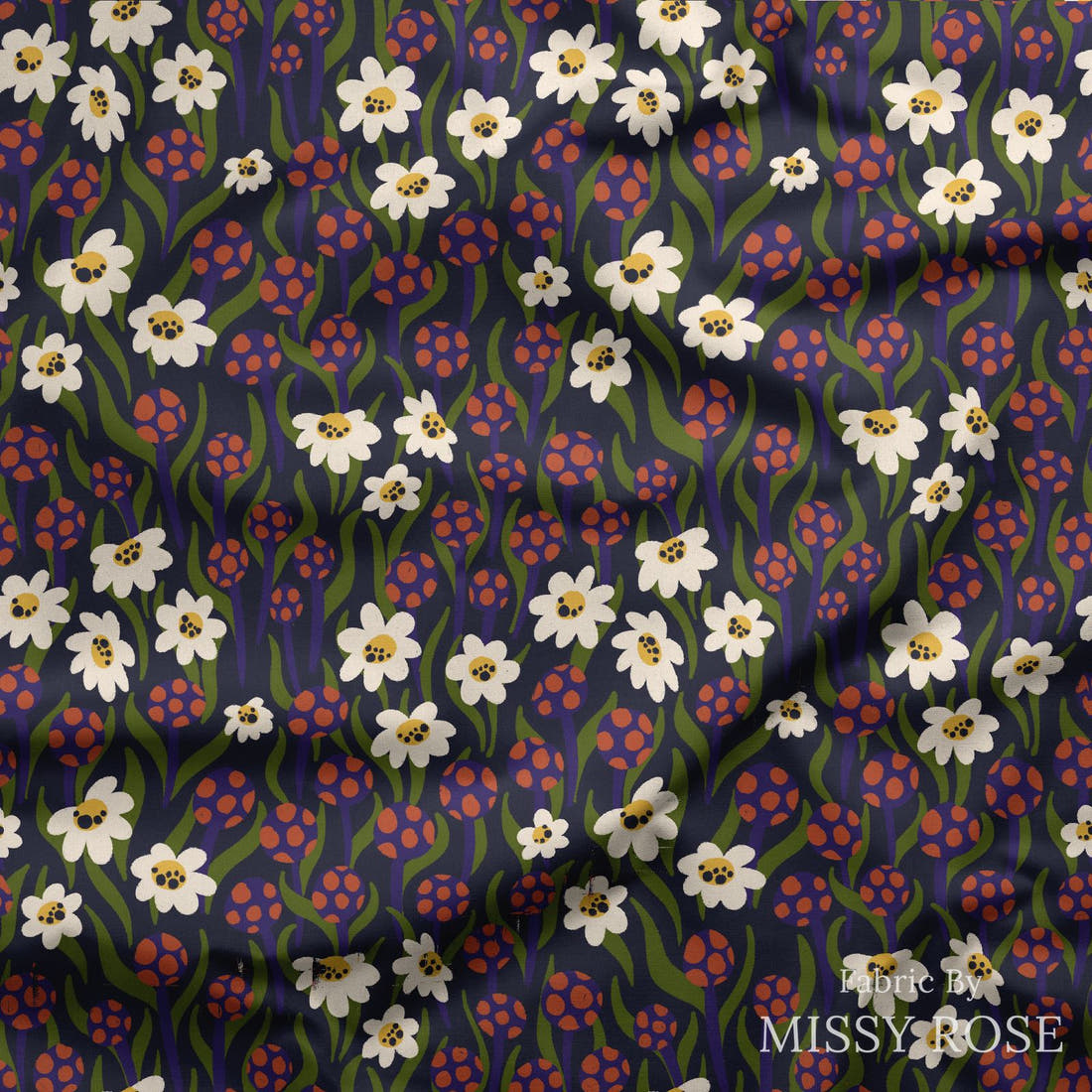 Rosie Browett 08 draped fabric mockup - custom printed fabric by the metre | Fabric by Missy Rose