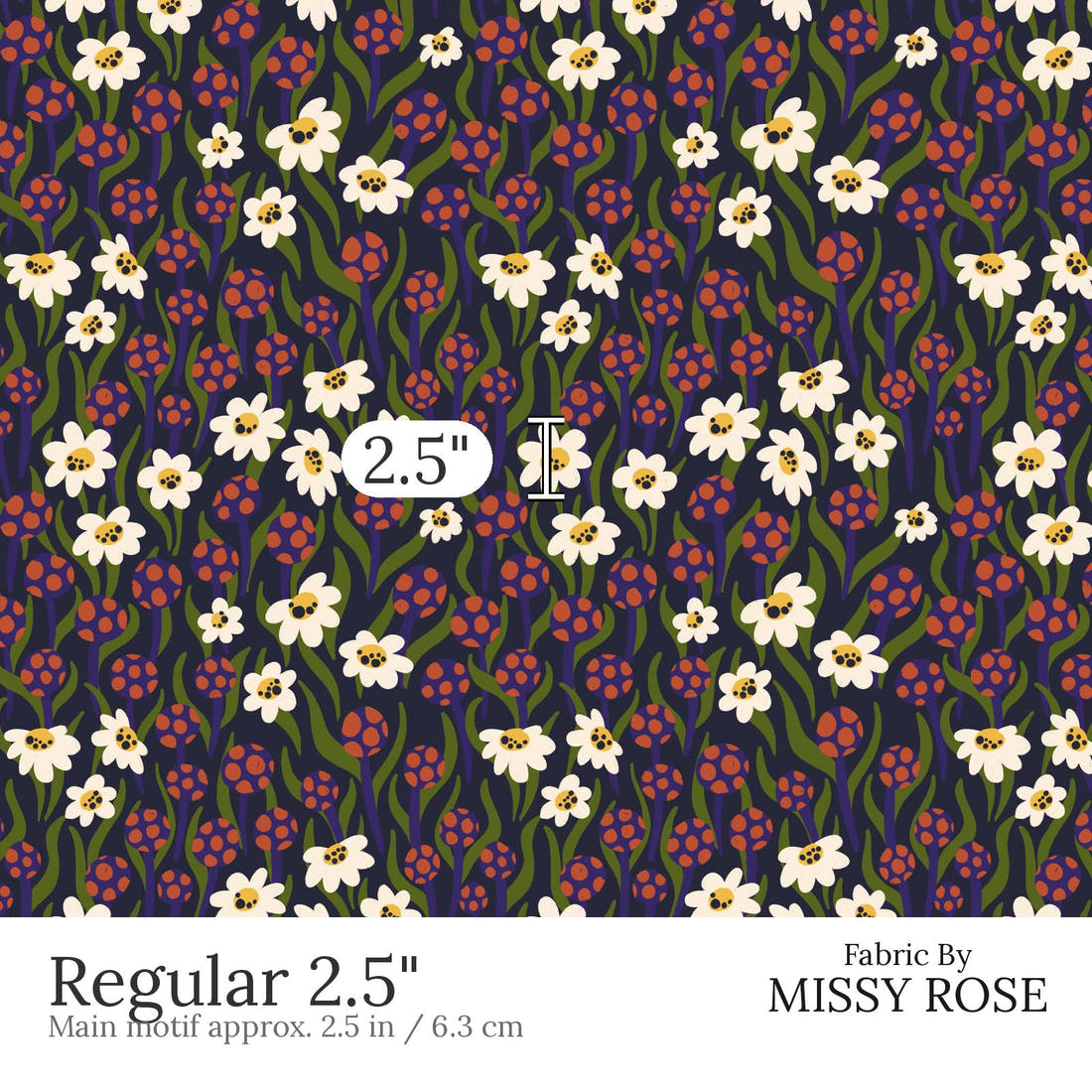 Rosie Browett 08 Regular 2.5 inch print scale guide | Fabric by Missy Rose