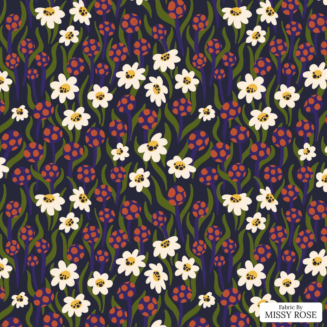 Rosie Browett 08 - flat view of the print, zoom in for detail | Fabric by Missy Rose