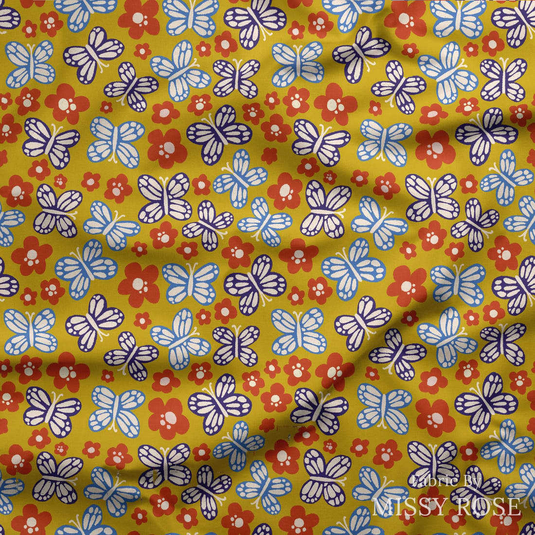 Rosie Browett 09 draped fabric mockup - custom printed fabric by the metre | Fabric by Missy Rose
