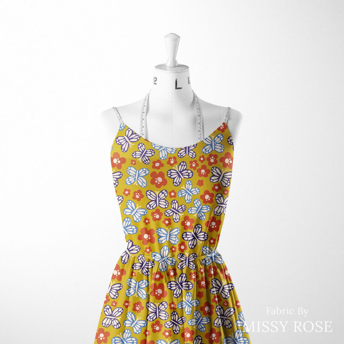 Rosie Browett 09 sewn into a womens dress form - see how the print looks made up | Fabric by Missy Rose