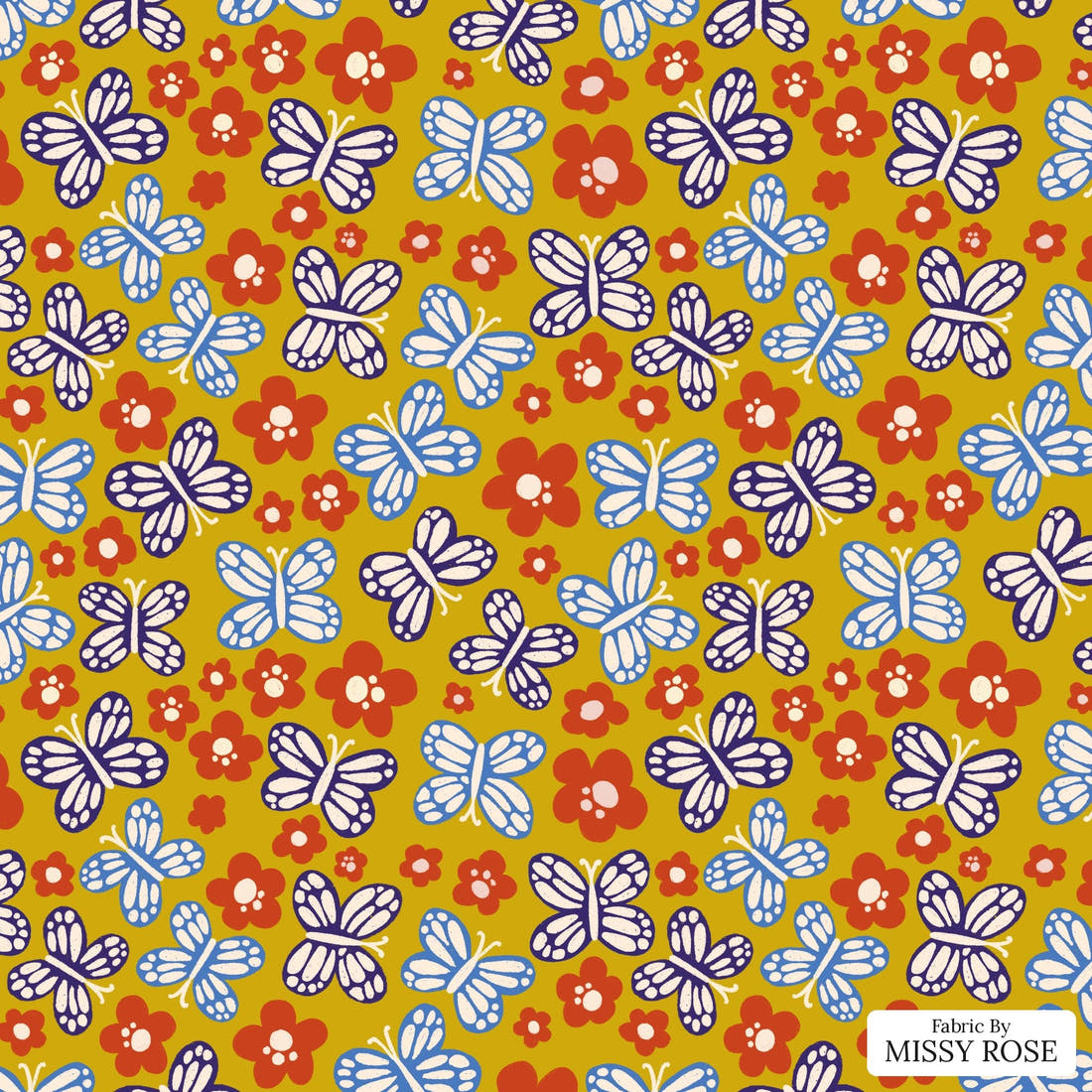Rosie Browett 09 - flat view of the print, zoom in for detail | Fabric by Missy Rose