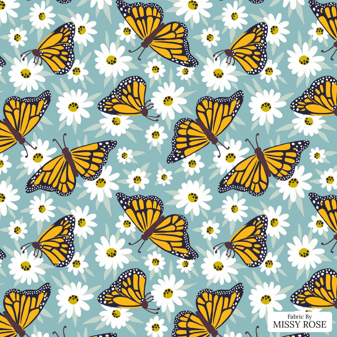 Rosie Browett 10 - flat view of the print, zoom in for detail | Fabric by Missy Rose