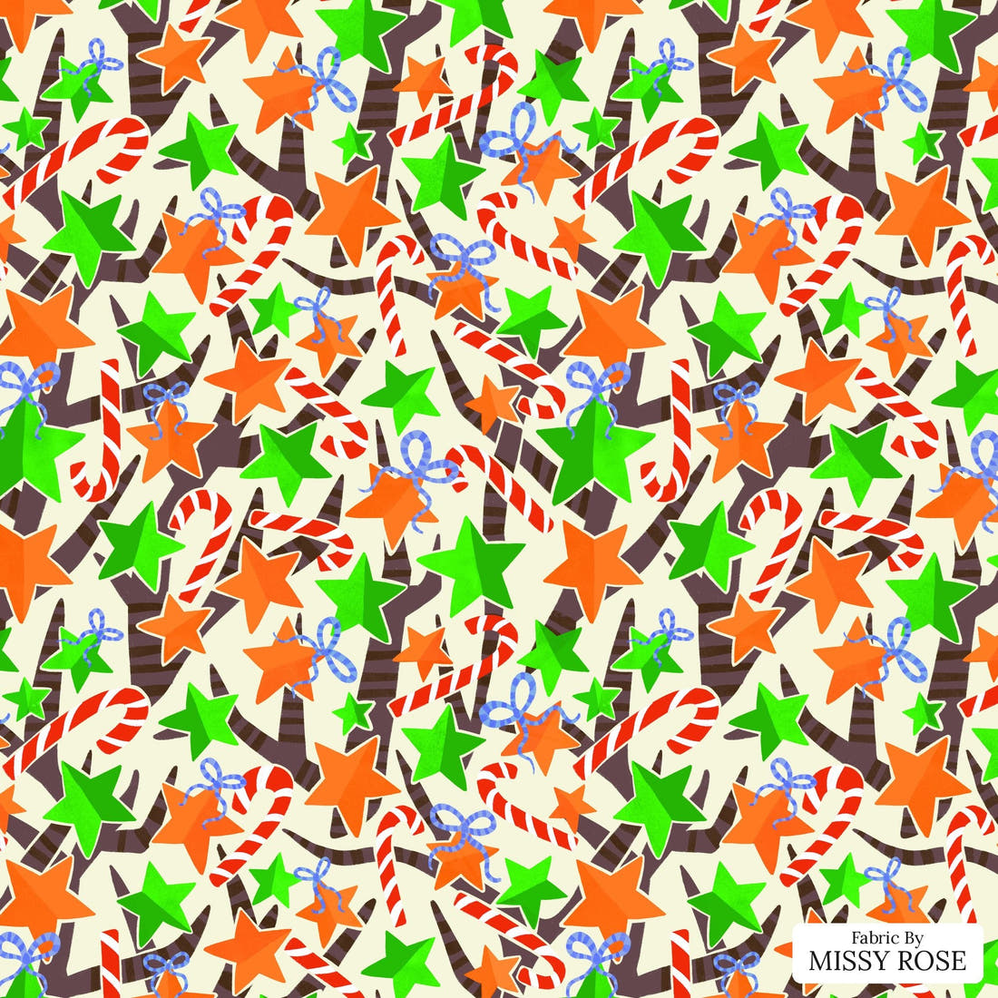 Rosie Browett 13 - flat view of the print, zoom in for detail | Fabric by Missy Rose