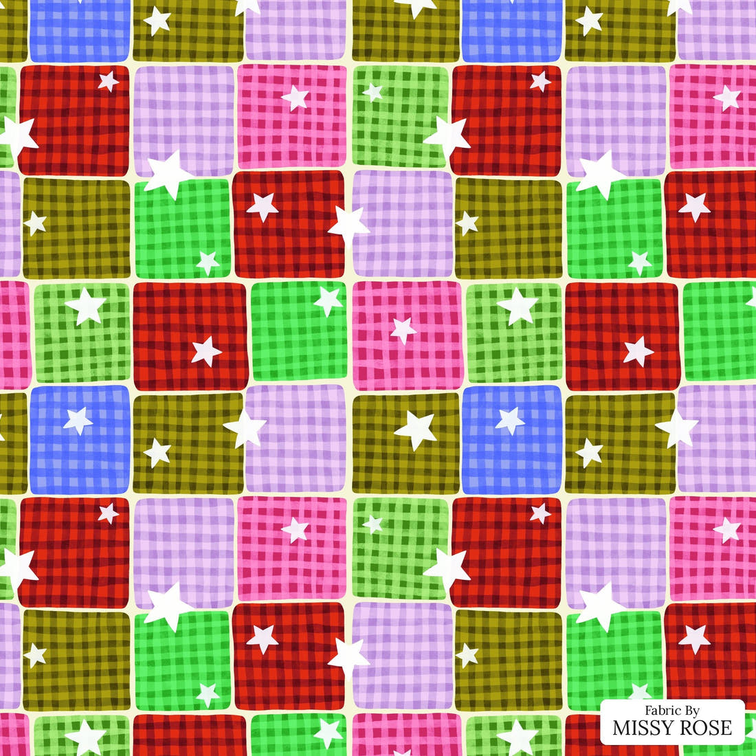 Rosie Browett 14 - flat view of the print, zoom in for detail | Fabric by Missy Rose