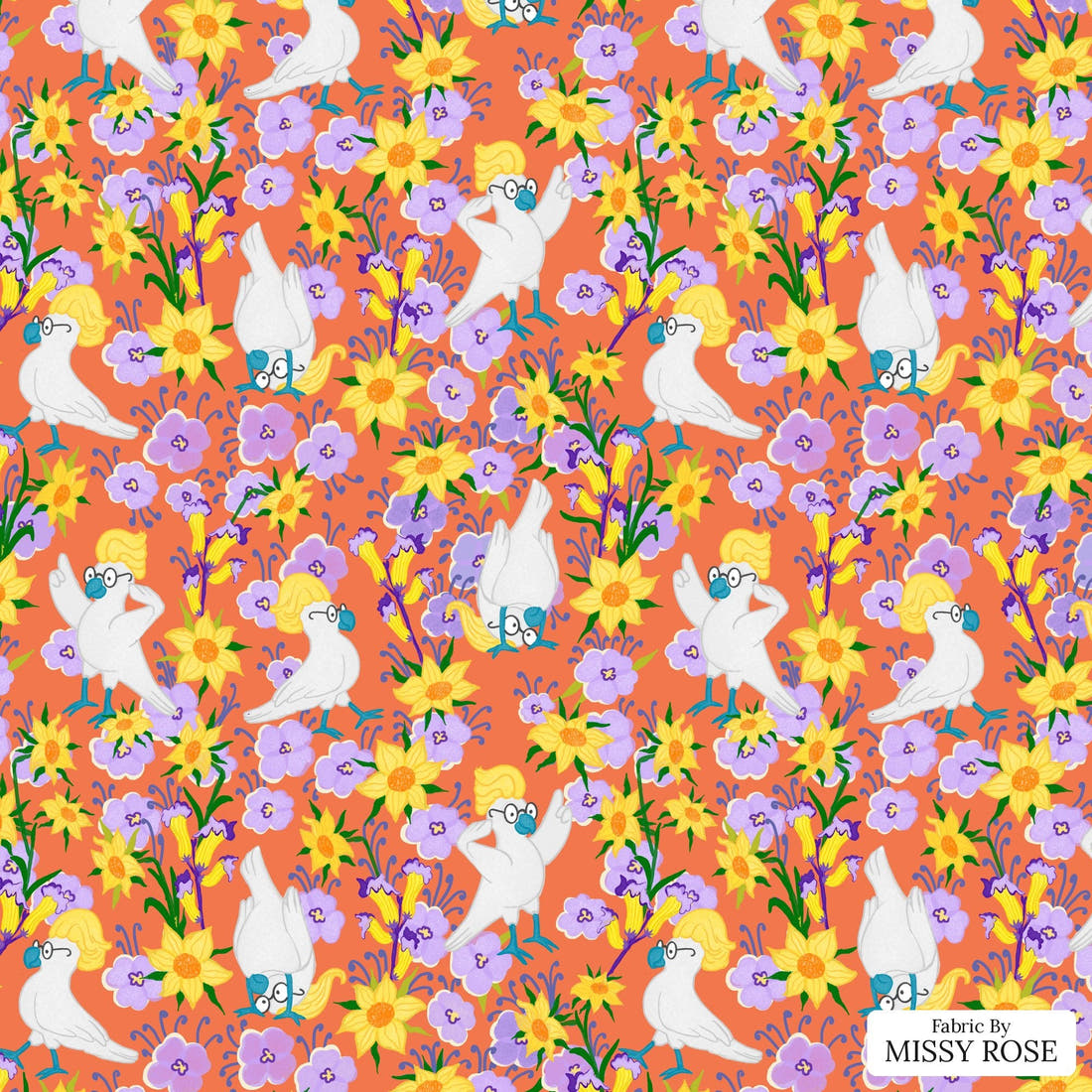 Rosie Browett 16 - flat view of the print, zoom in for detail | Fabric by Missy Rose