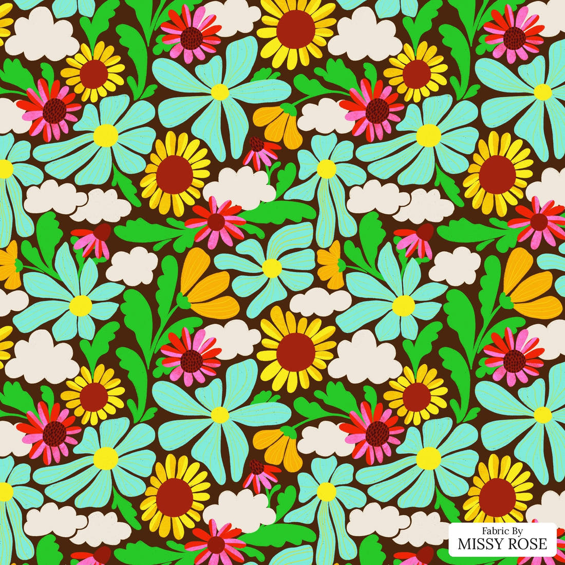 Rosie Browett 17 - flat view of the print, zoom in for detail | Fabric by Missy Rose