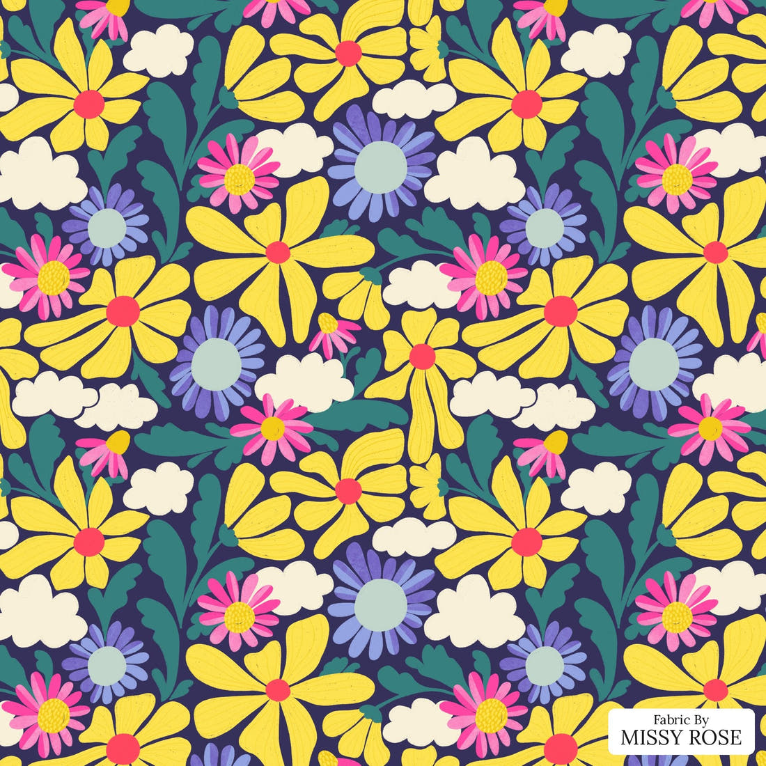 Rosie Browett 19 - flat view of the print, zoom in for detail | Fabric by Missy Rose