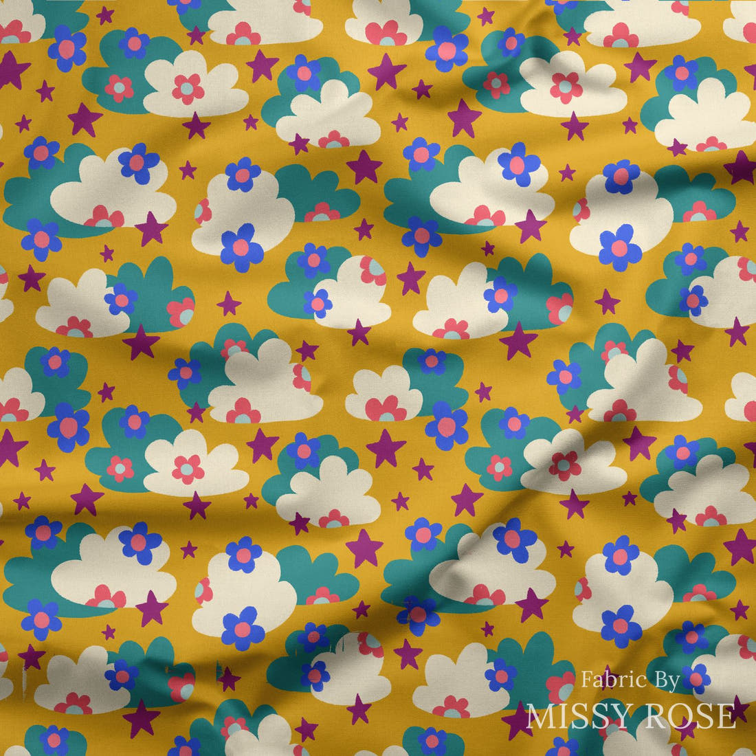 Rosie Browett 21 draped fabric mockup - custom printed fabric by the metre | Fabric by Missy Rose