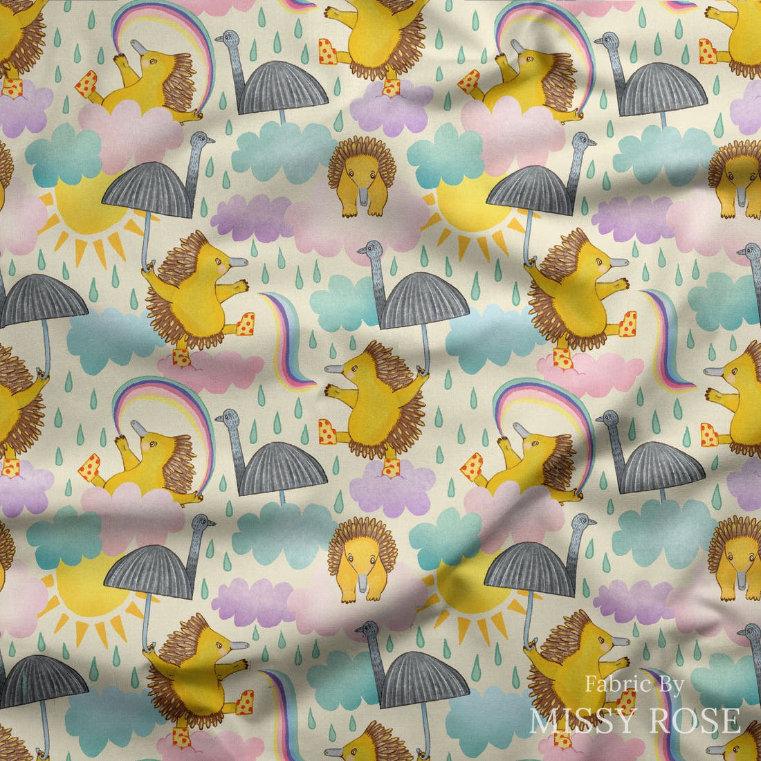 Rosie Browett 26 draped fabric mockup - custom printed fabric by the metre | Fabric by Missy Rose