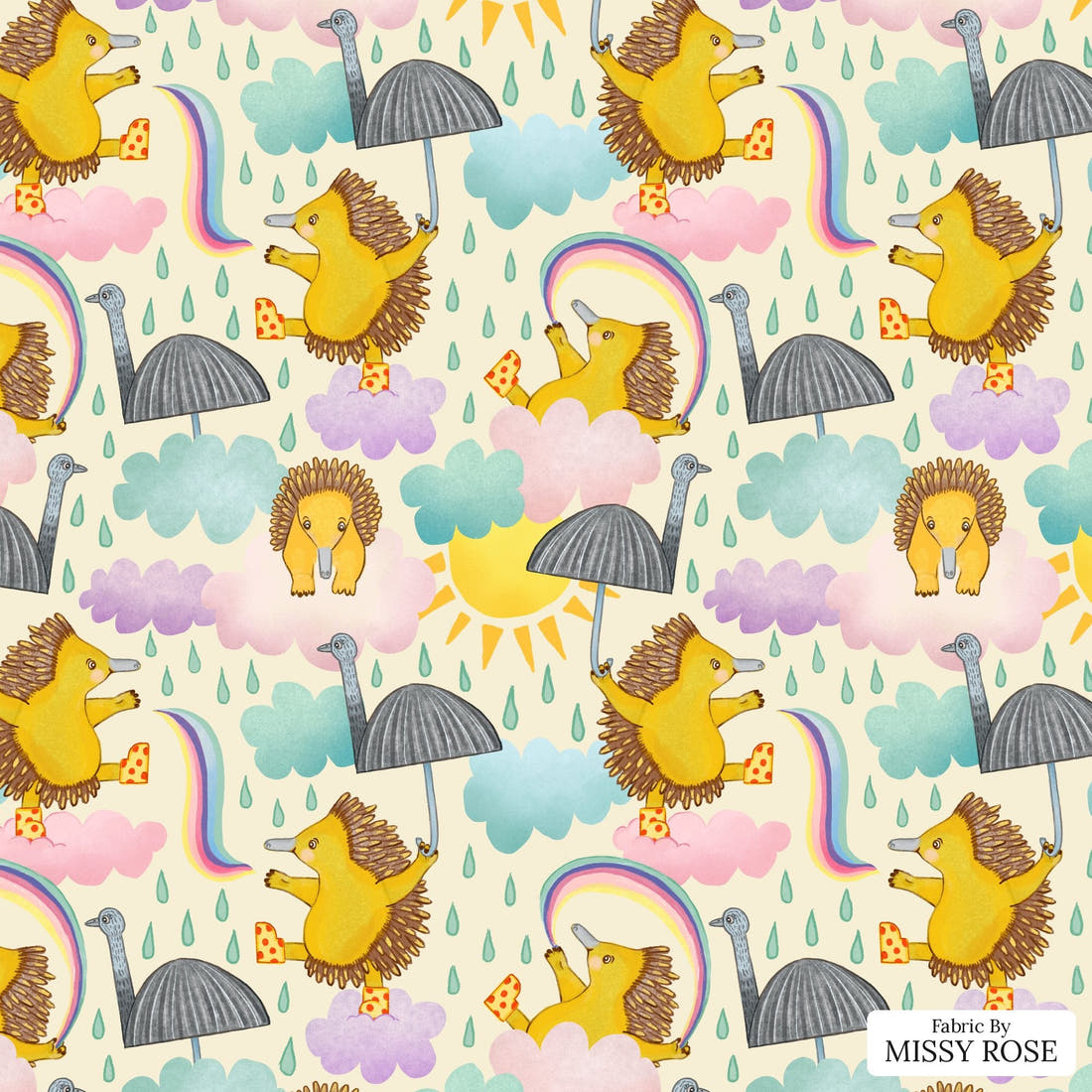 Rosie Browett 26 - flat view of the print, zoom in for detail | Fabric by Missy Rose