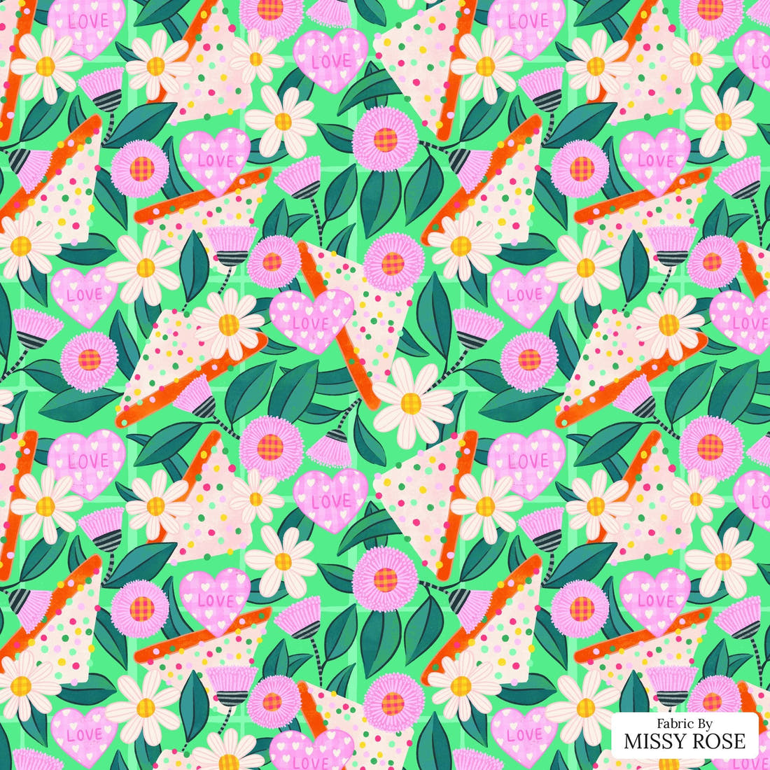 Rosie Browett 27 - flat view of the print, zoom in for detail | Fabric by Missy Rose