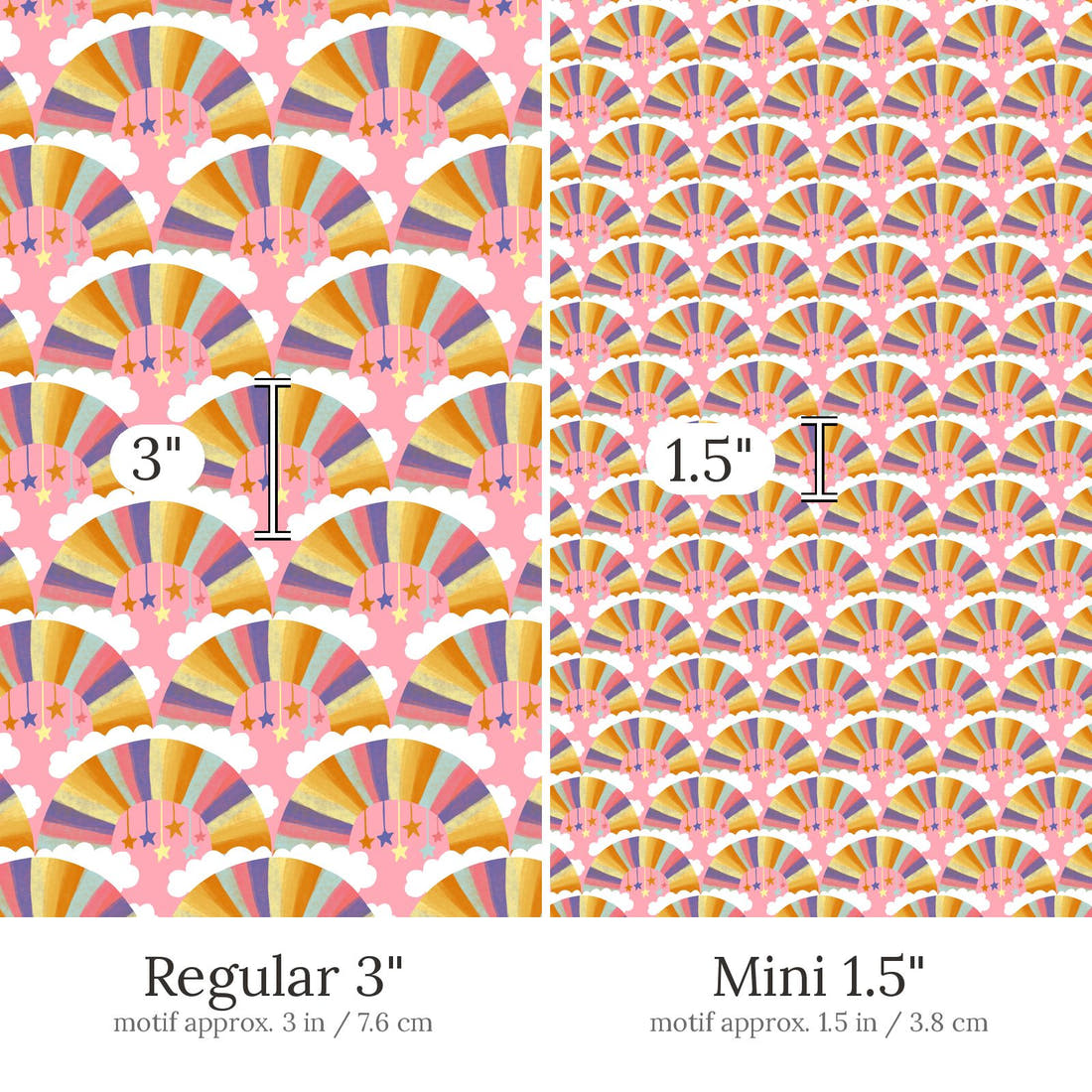 Rosie Browett 28 Regular 3 inch vs Mini 1.5 inch print scale side by side | Fabric by Missy Rose
