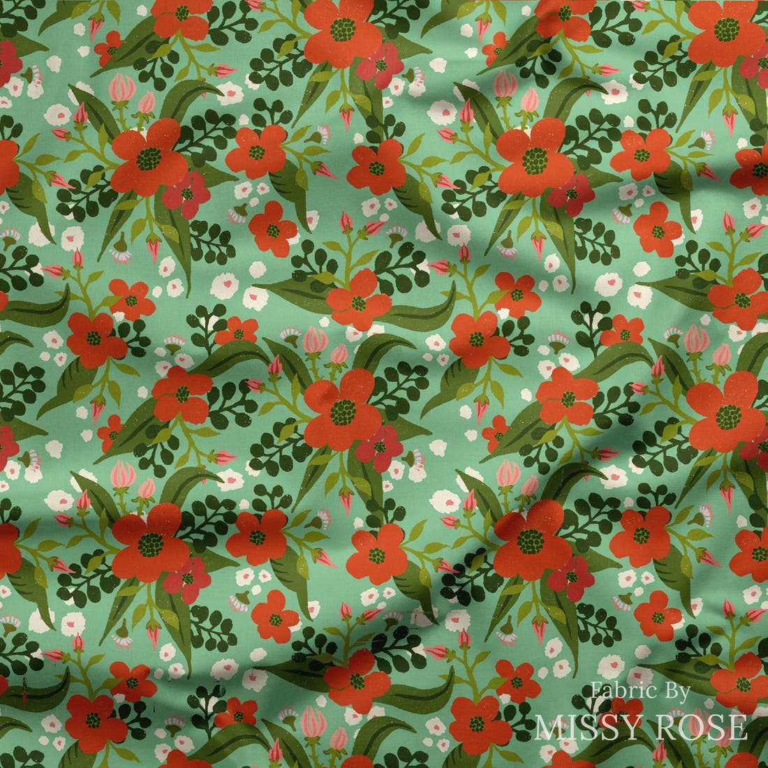 Rosie Browett 29 draped fabric mockup - custom printed fabric by the metre | Fabric by Missy Rose