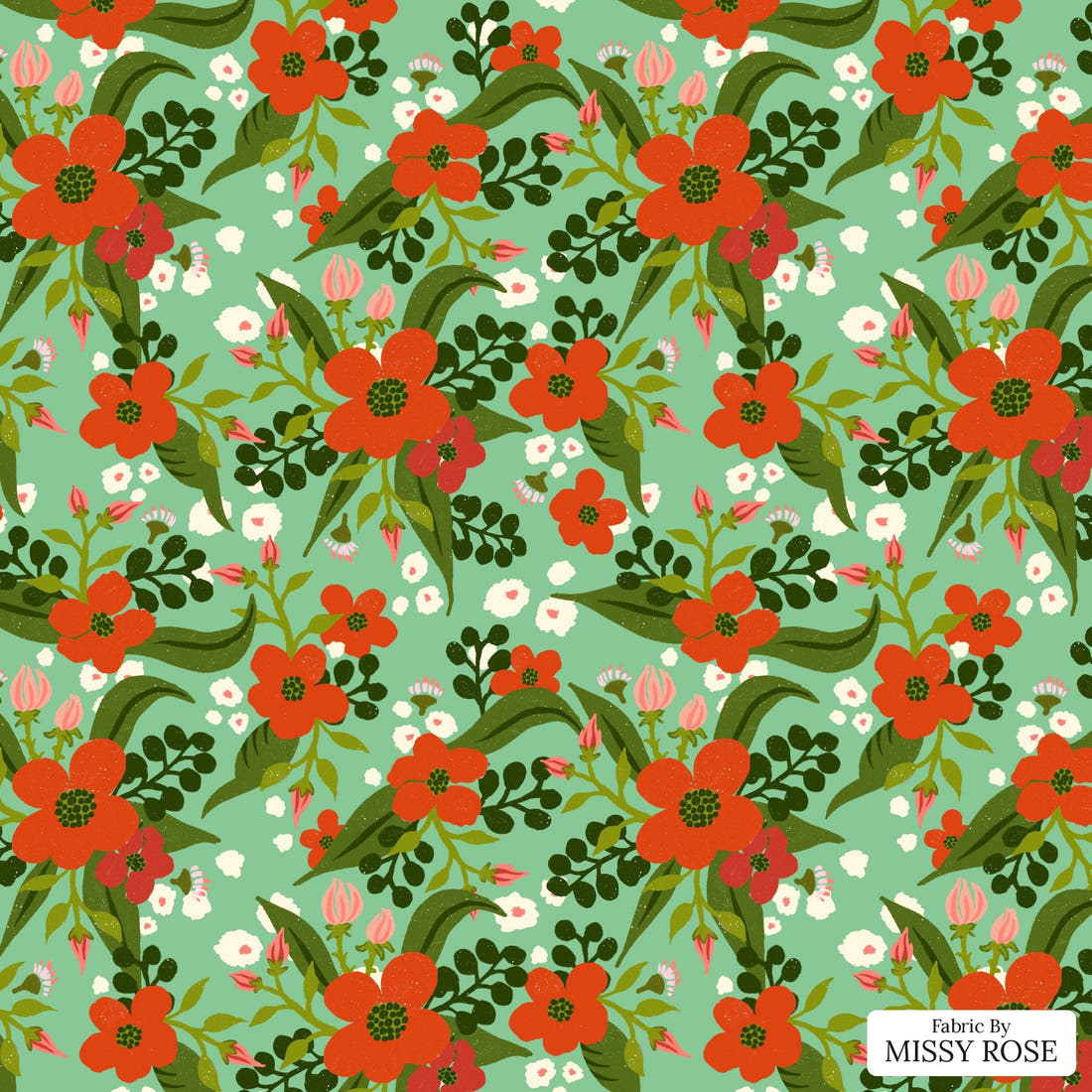 Rosie Browett 29 - flat view of the print, zoom in for detail | Fabric by Missy Rose