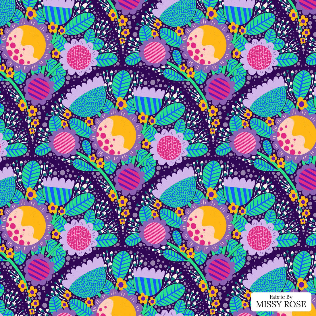 Rosie Browett 31 - flat view of the print, zoom in for detail | Fabric by Missy Rose