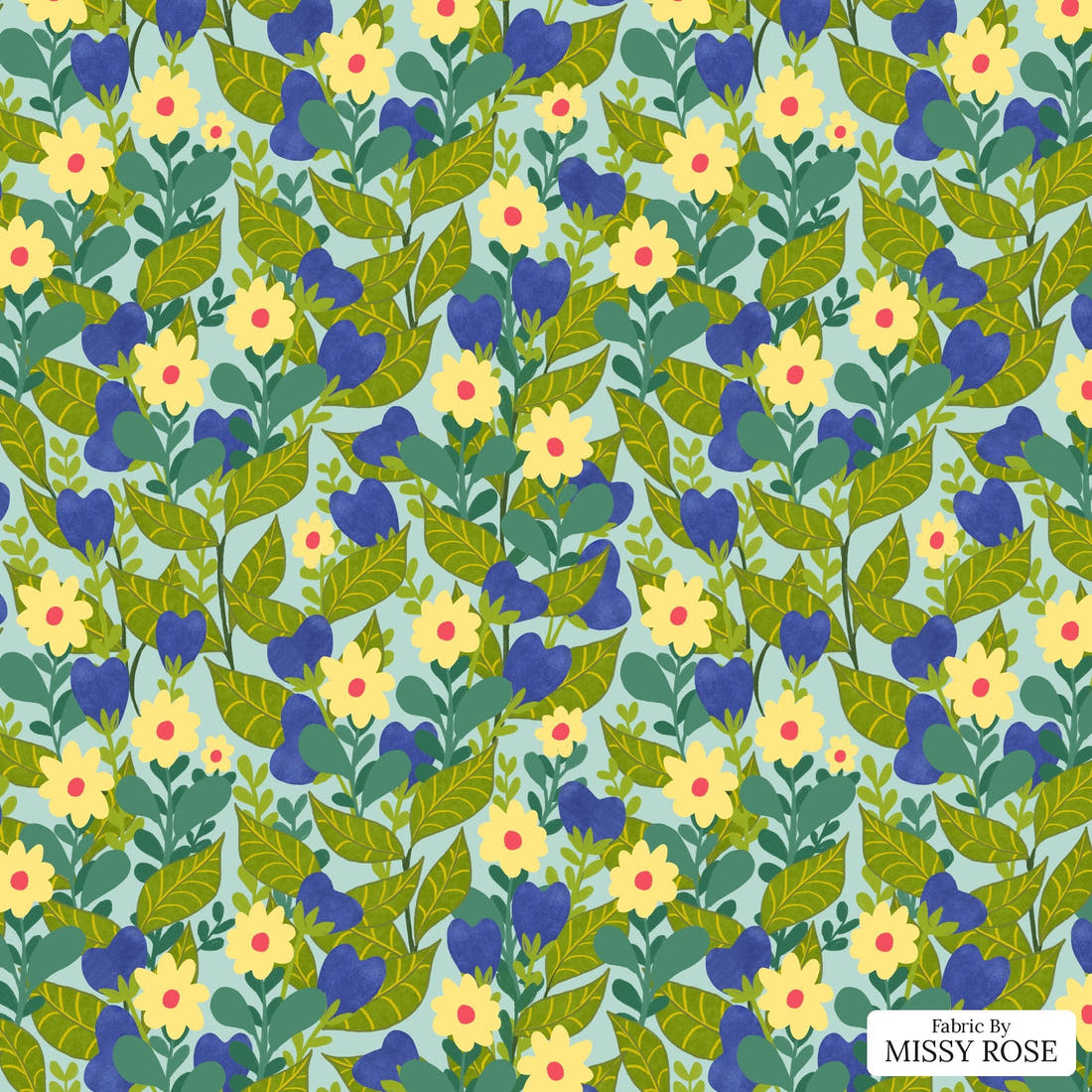 Rosie Browett 32 - flat view of the print, zoom in for detail | Fabric by Missy Rose
