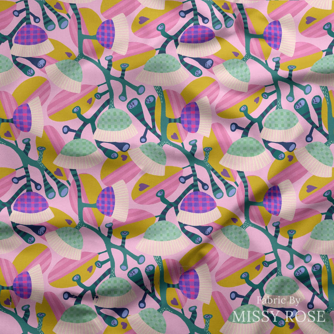 Rosie Browett 33 draped fabric mockup - custom printed fabric by the metre | Fabric by Missy Rose