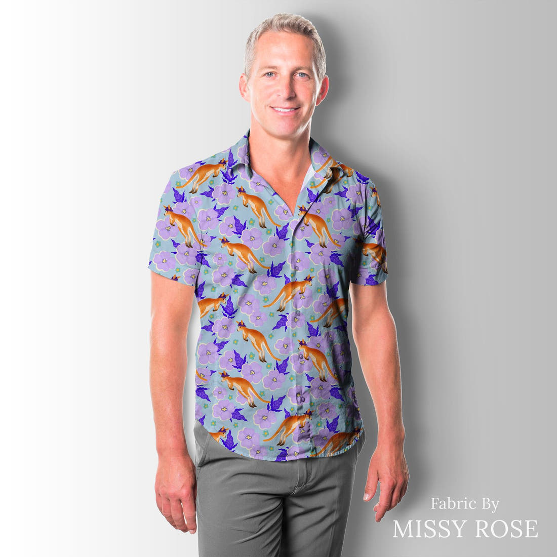 Rosie Browett 35 sewn into a mens shirt - see how the print looks made up | Fabric by Missy Rose