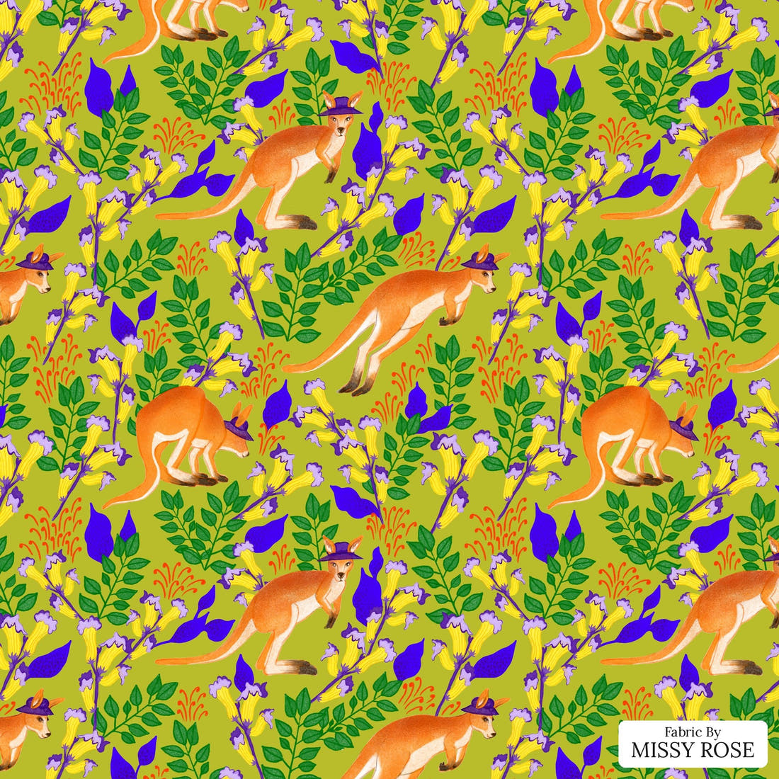 Rosie Browett 36 - flat view of the print, zoom in for detail | Fabric by Missy Rose