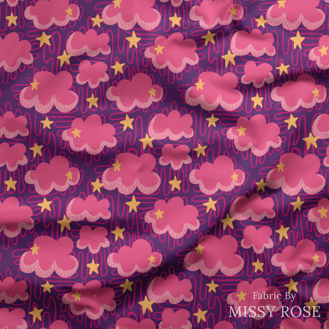 Rosie Browett 41 draped fabric mockup - custom printed fabric by the metre | Fabric by Missy Rose