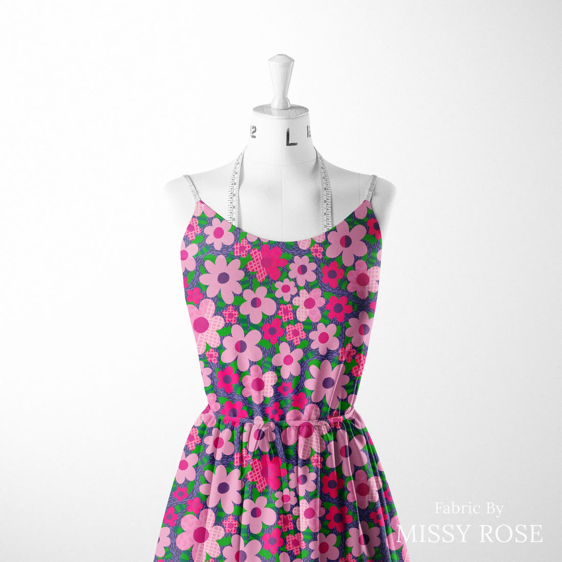 Rosie Browett 42 sewn into a womens dress form - see how the print looks made up | Fabric by Missy Rose