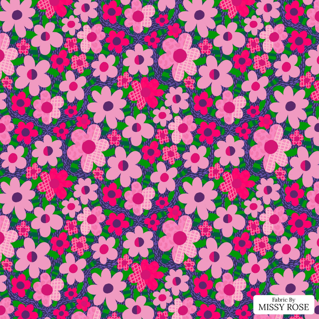Rosie Browett 42 - flat view of the print, zoom in for detail | Fabric by Missy Rose