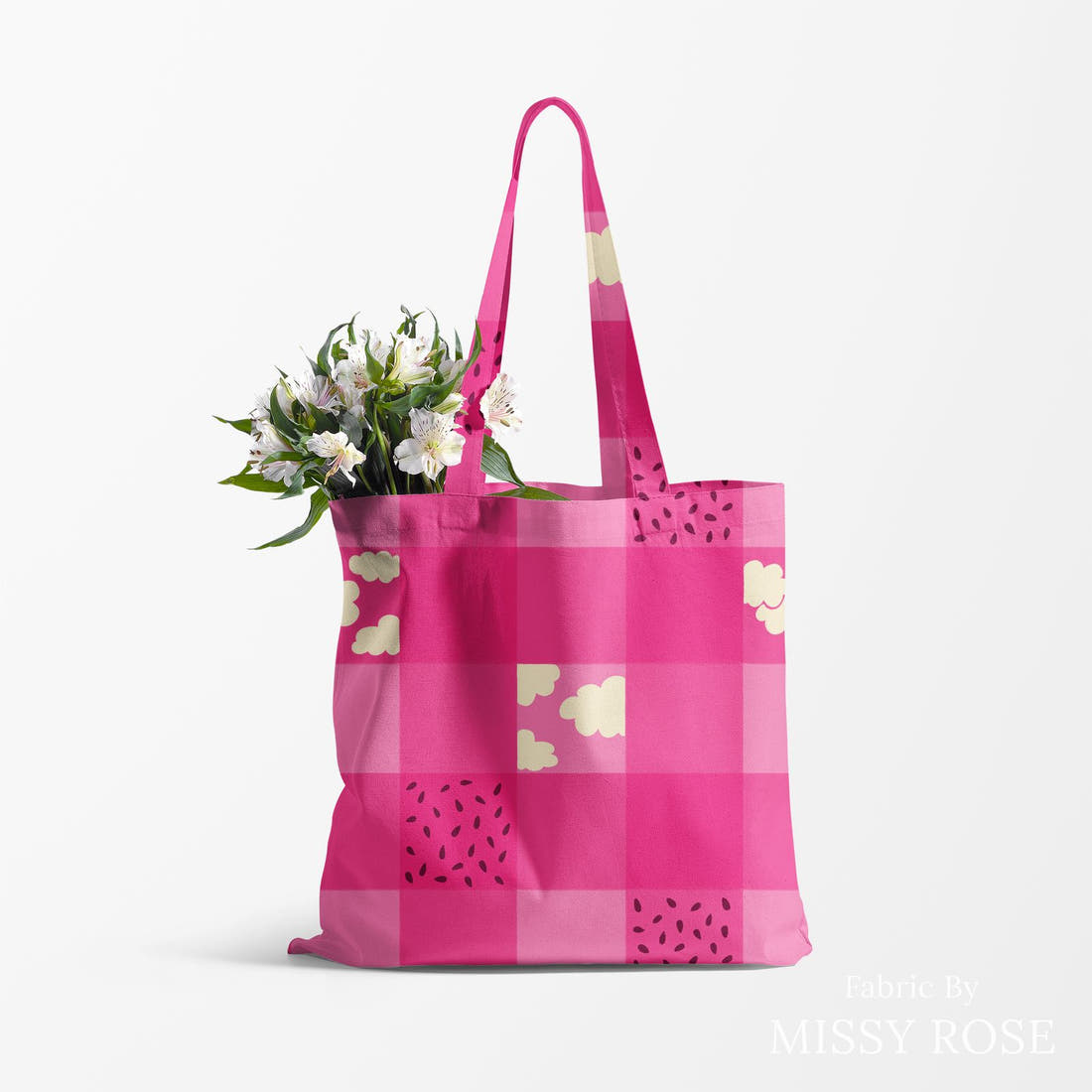 Rosie Browett 44 sewn into a tote bag - see how the print looks made up | Fabric by Missy Rose