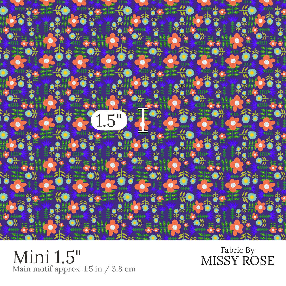 Rosie Browett 47 Mini 1.5 inch print scale guide | Fabric by Missy Rose