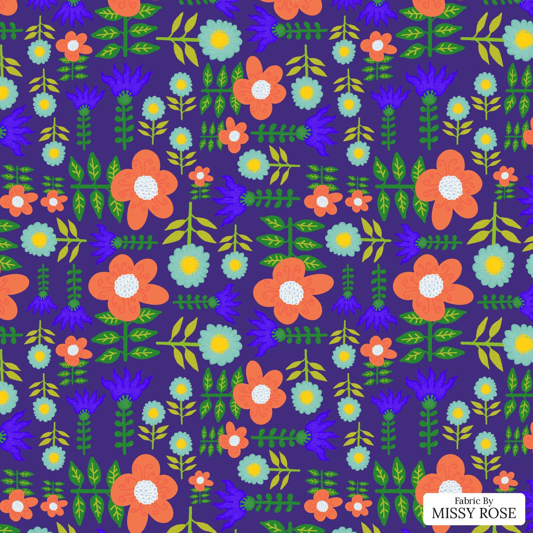 Rosie Browett 47 - flat view of the print, zoom in for detail | Fabric by Missy Rose