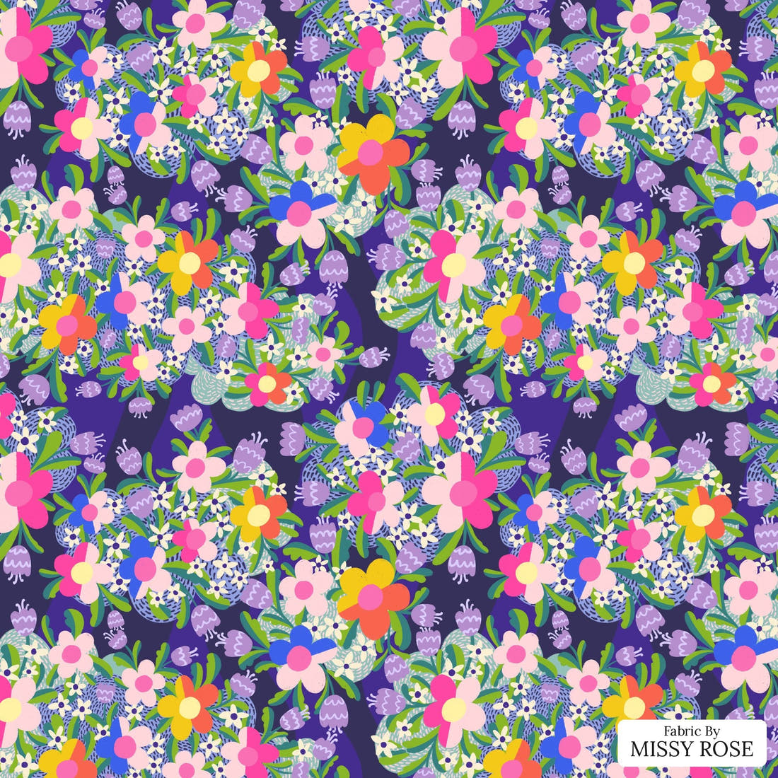 Rosie Browett 52 - flat view of the print, zoom in for detail | Fabric by Missy Rose