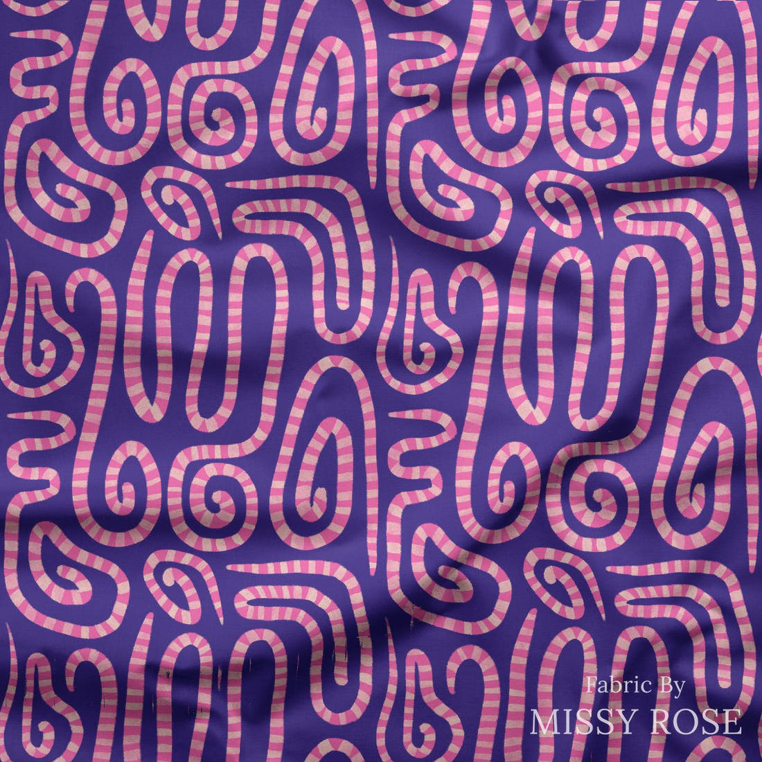 Rosie Browett 53 draped fabric mockup - custom printed fabric by the metre | Fabric by Missy Rose