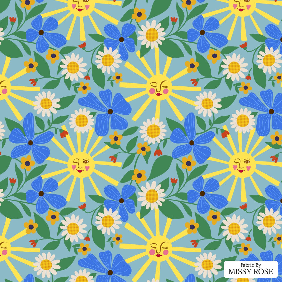 Rosie Browett 55 - flat view of the print, zoom in for detail | Fabric by Missy Rose