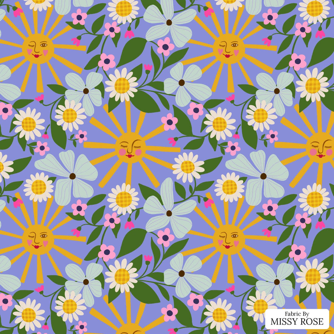 Rosie Browett 56 - flat view of the print, zoom in for detail | Fabric by Missy Rose