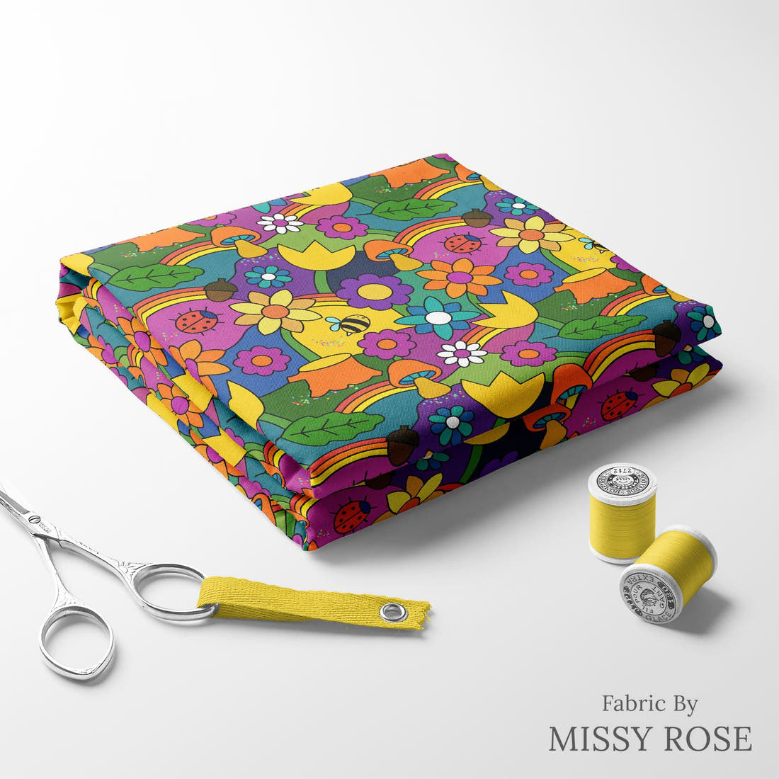 Scandi 1 folded fabric stack with matching thread - pre-order fabric Australia | Fabric by Missy Rose