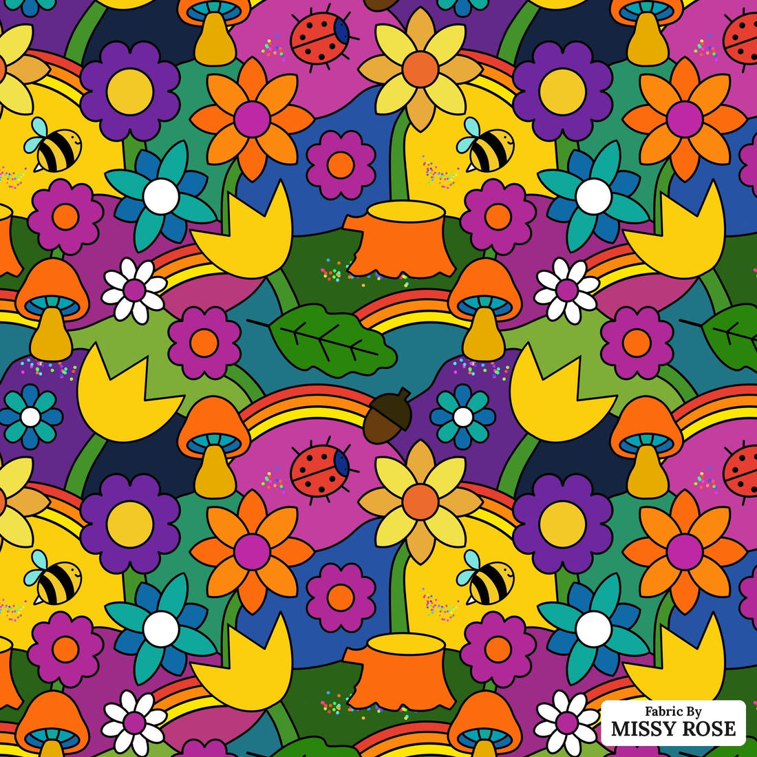 Scandi 1 - flat view of the print, zoom in for detail | Fabric by Missy Rose