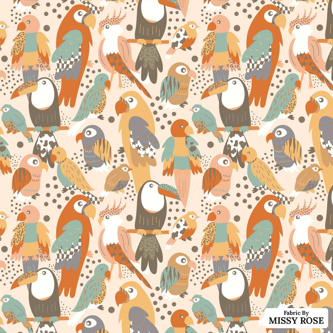 Scandi 10 - flat view of the print, zoom in for detail | Fabric by Missy Rose