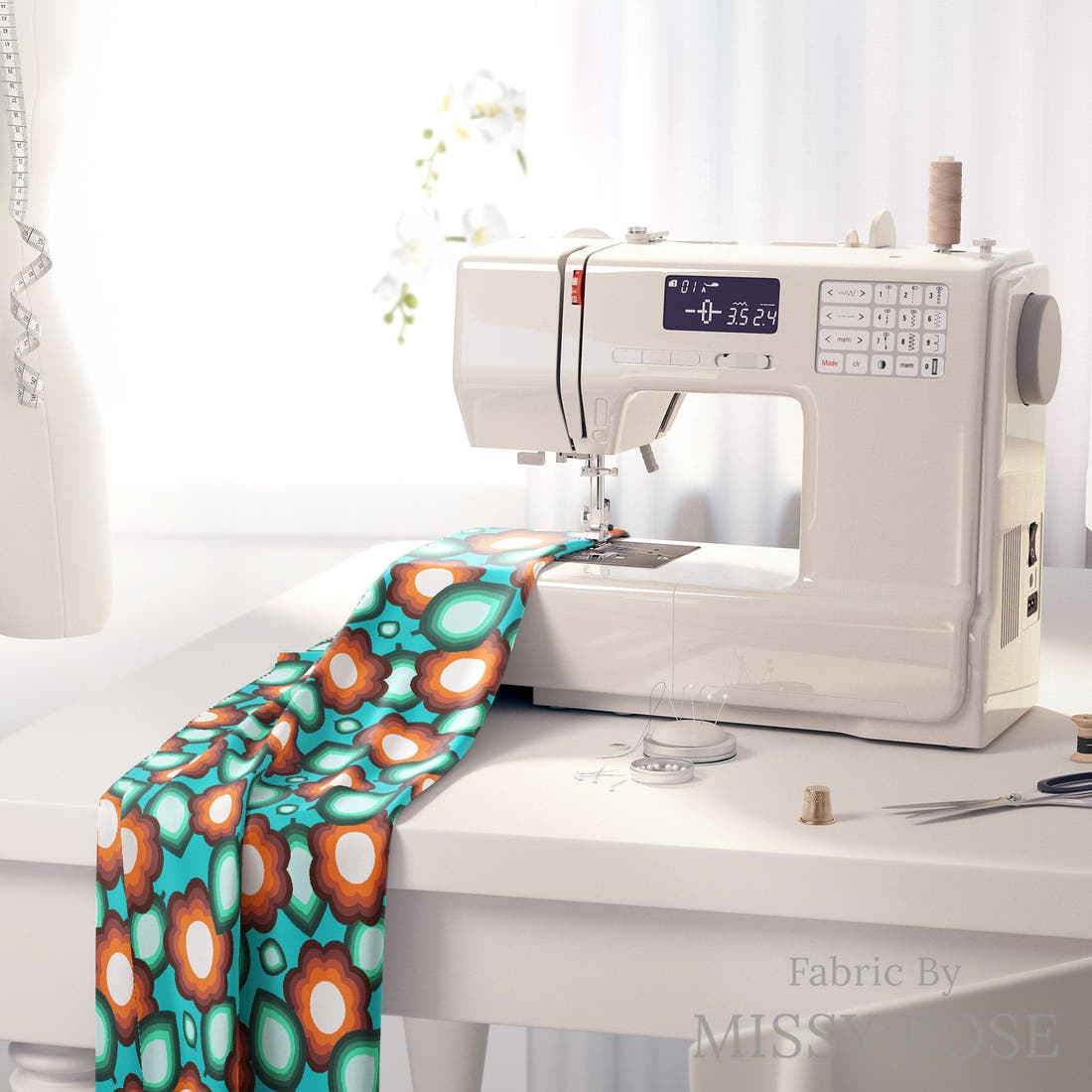 Scandi 11 on a sewing machine - premium fabric for sewing projects | Fabric by Missy Rose