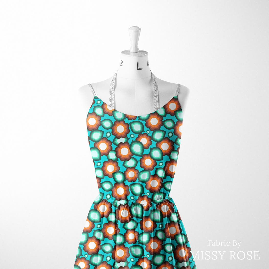 Scandi 11 made up as a dress on a mannequin - see how the print looks made up | Fabric by Missy Rose