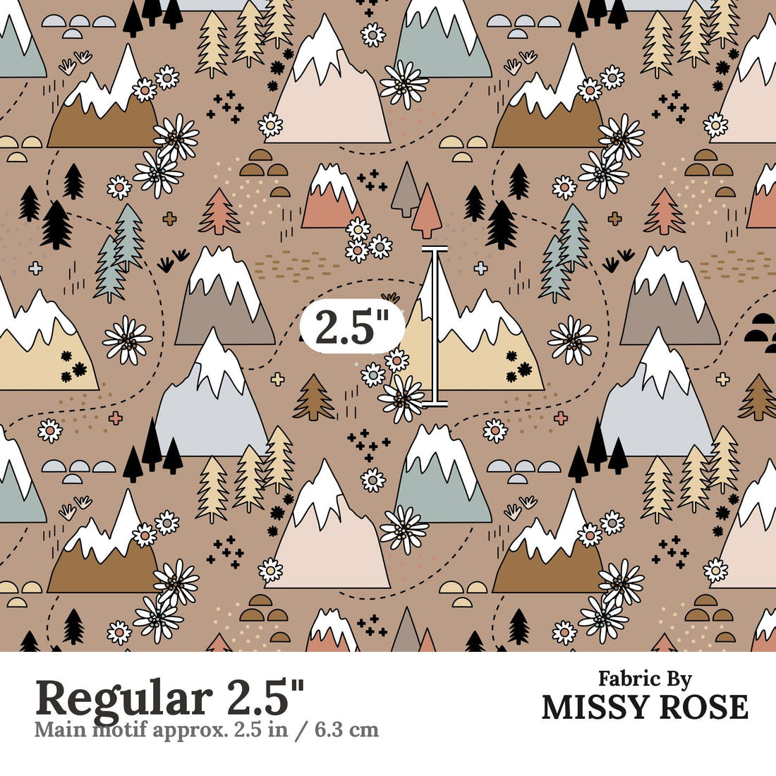 Scandi 12 Regular 2.5 inch print scale guide | Fabric by Missy Rose