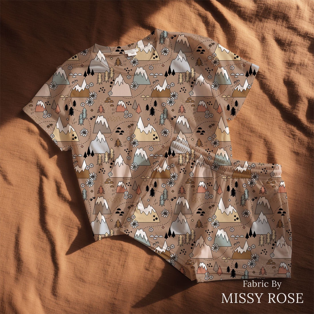 Scandi 12 made up as a lounge set - see how the print looks made up | Fabric by Missy Rose
