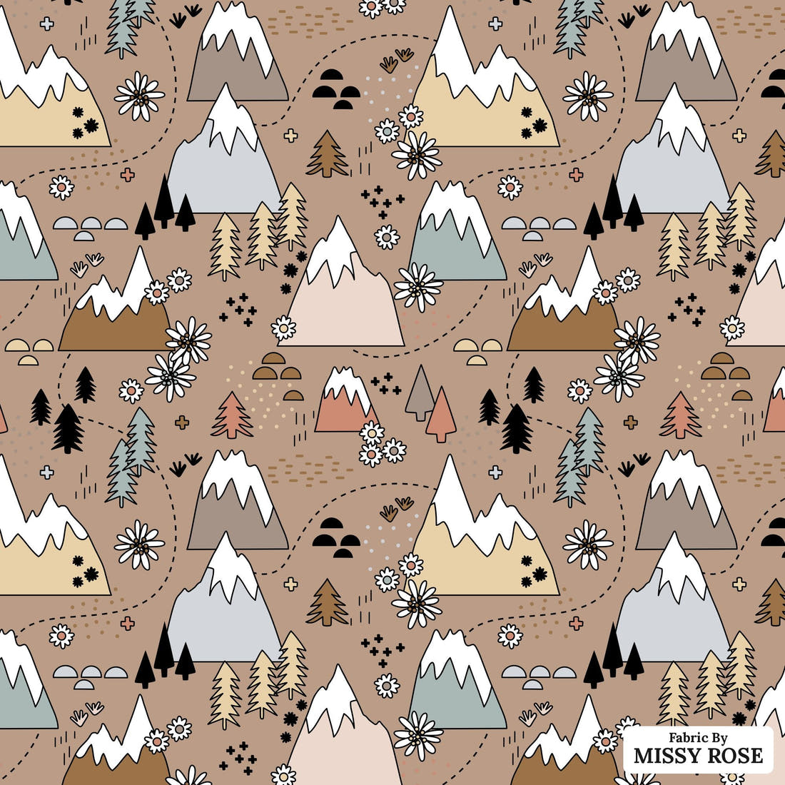 Scandi 12 - flat view of the print, zoom in for detail | Fabric by Missy Rose