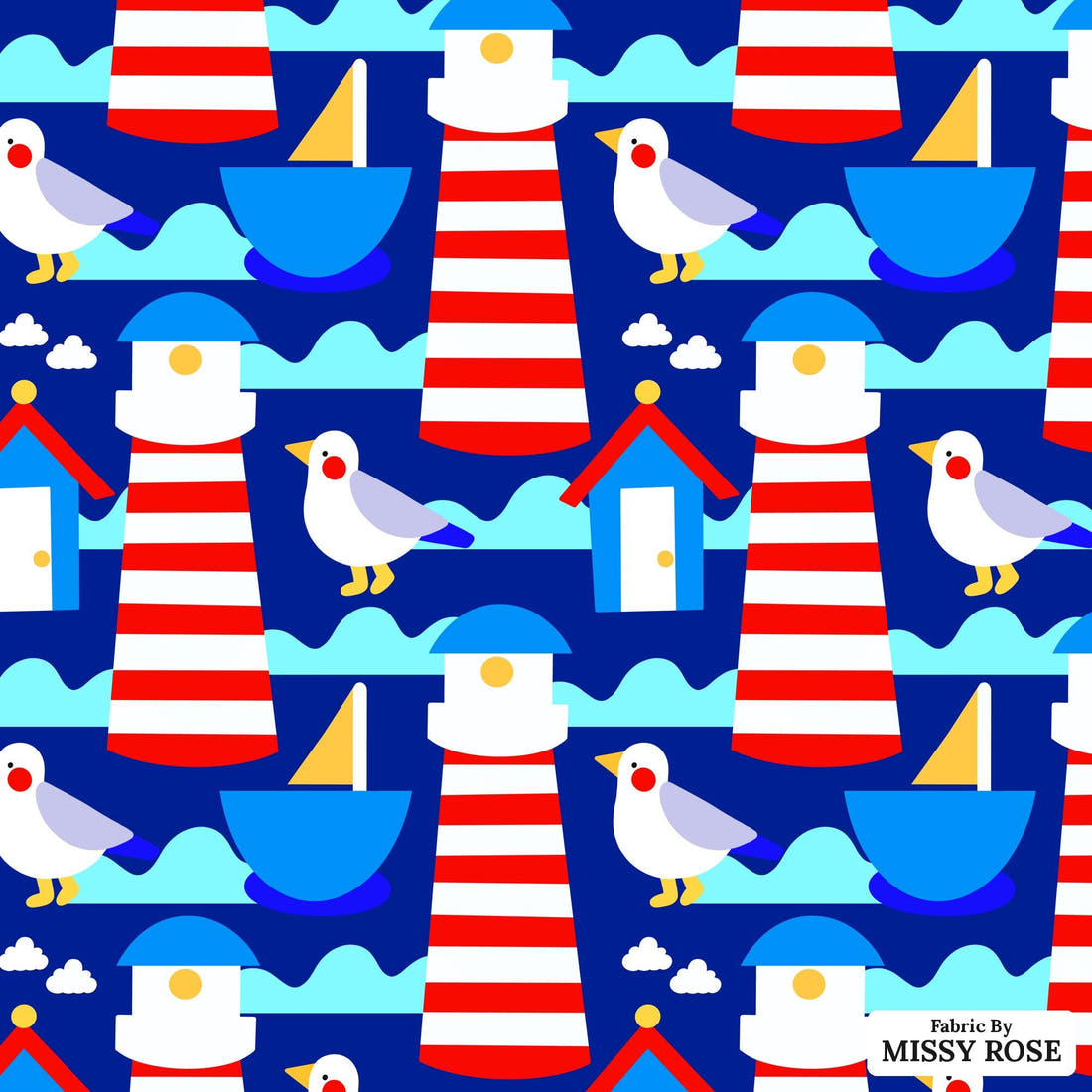 Scandi 14 - flat view of the print, zoom in for detail | Fabric by Missy Rose