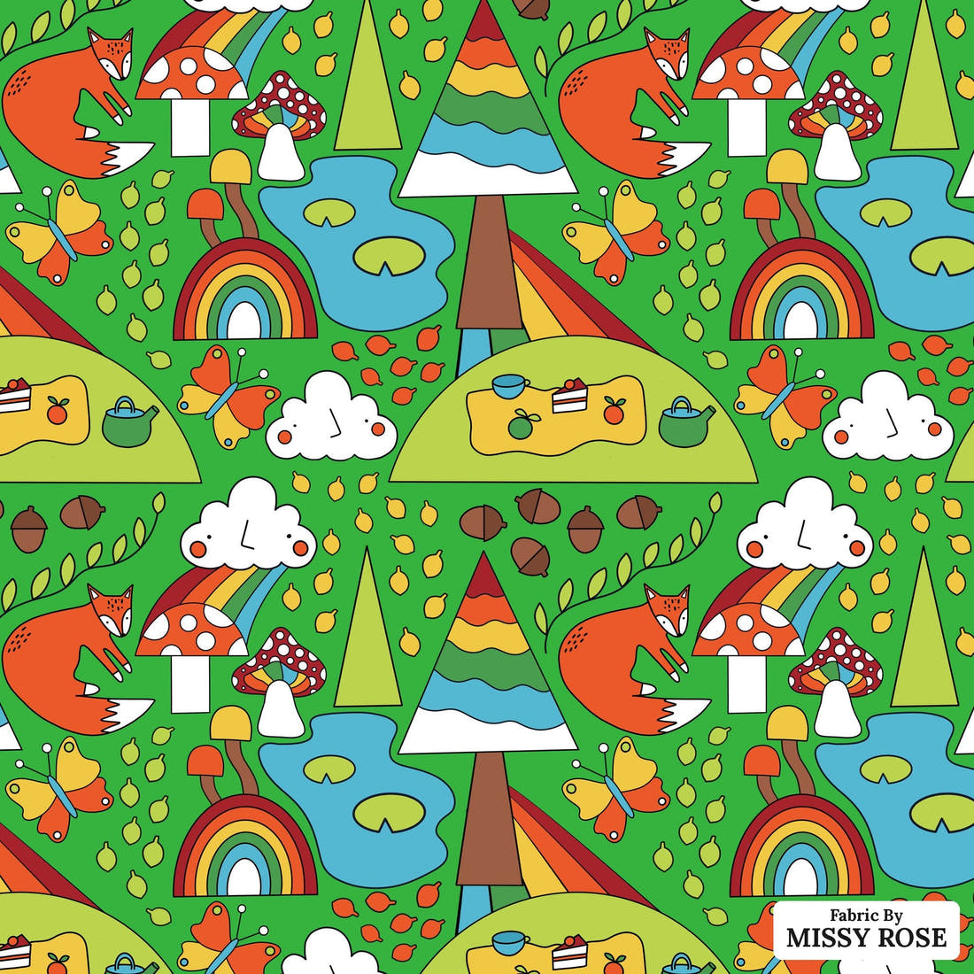Scandi 15 - flat view of the print, zoom in for detail | Fabric by Missy Rose