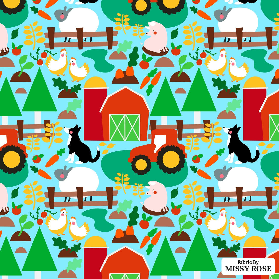 Scandi 17 - flat view of the print, zoom in for detail | Fabric by Missy Rose
