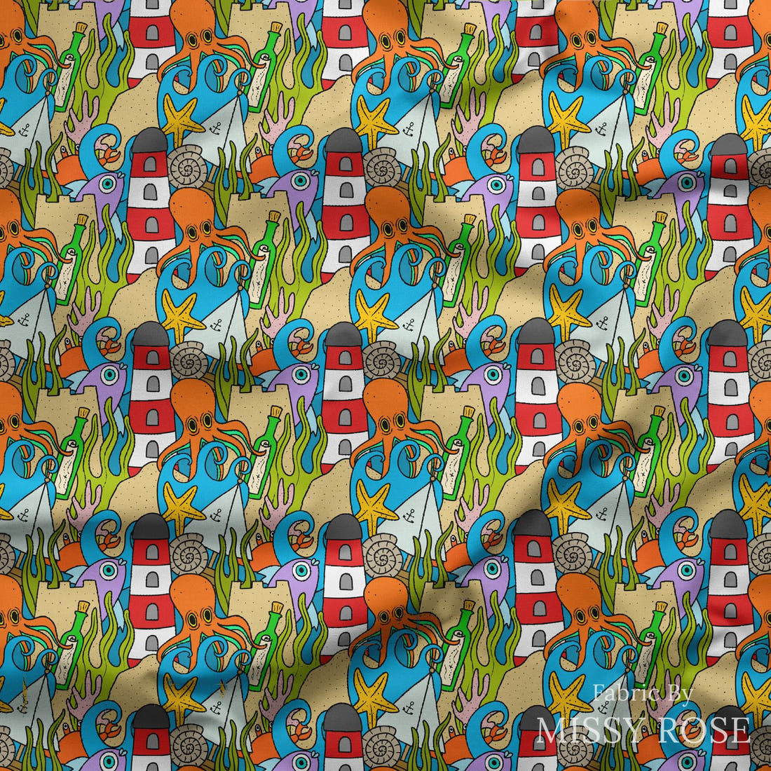 Scandi 19 draped fabric mockup - custom printed fabric by the metre | Fabric by Missy Rose