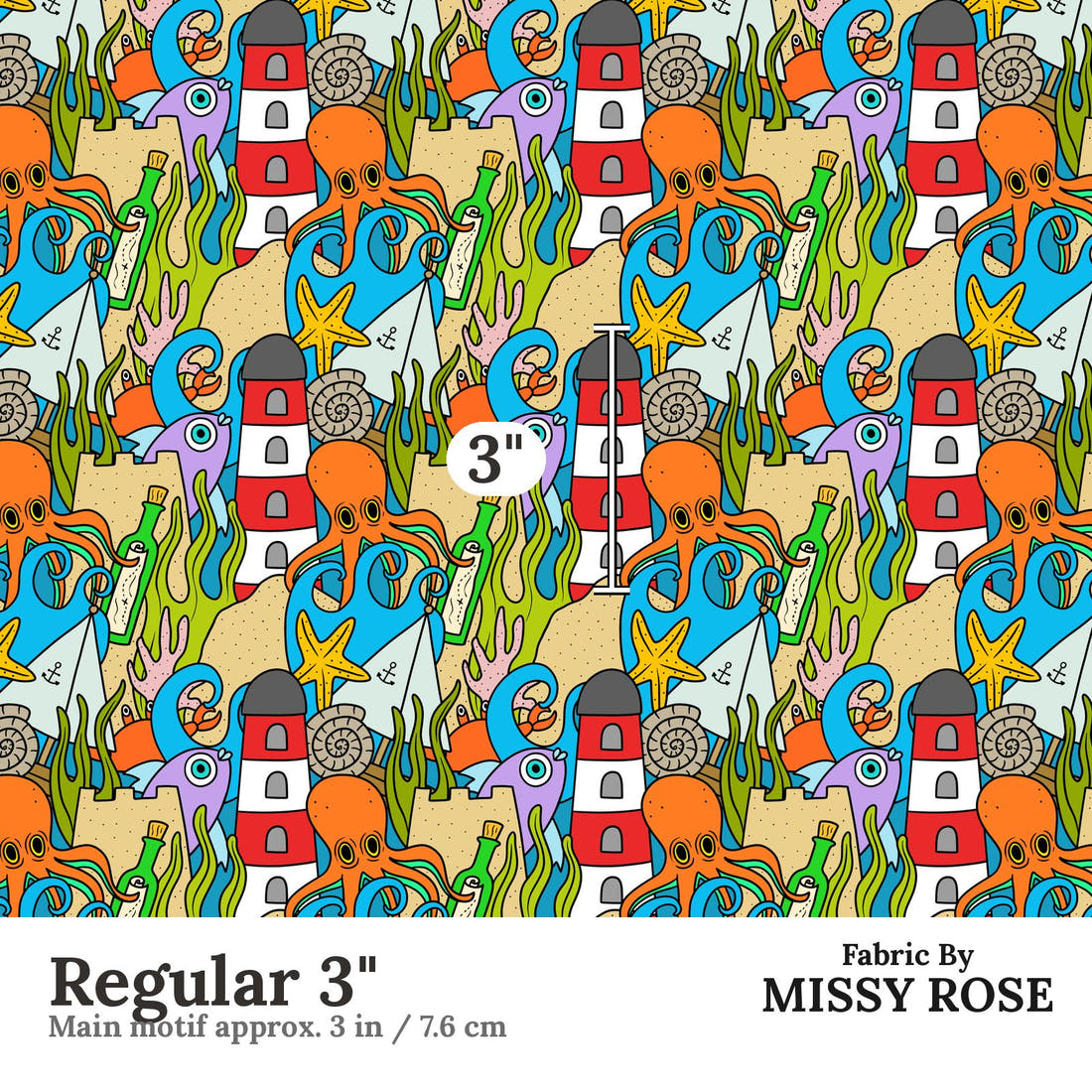 Scandi 19 Regular 3 inch print scale guide | Fabric by Missy Rose